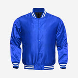 Royal Blue Satin Baseball Jacket Varsity Jacket Letterman Jacket