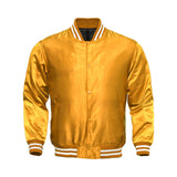 Golden Satin Baseball Jacket Varsity Jacket Letterman Jacket