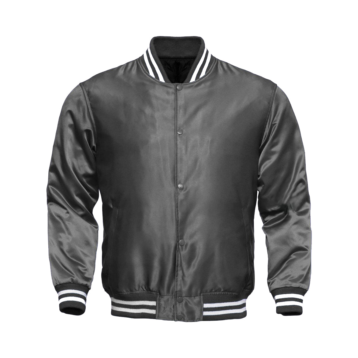 Grey Satin Baseball Jacket Varsity Jacket Letterman Jacket