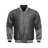 Grey Satin Baseball Jacket Varsity Jacket Letterman Jacket