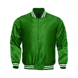 Green Satin Baseball Jacket Varsity Jacket Letterman Jacket