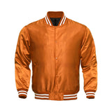 Orange Satin Baseball Jacket Varsity Jacket Letterman Jacket