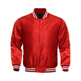 Red Satin Baseball Jacket Varsity Jacket Letterman Jacket