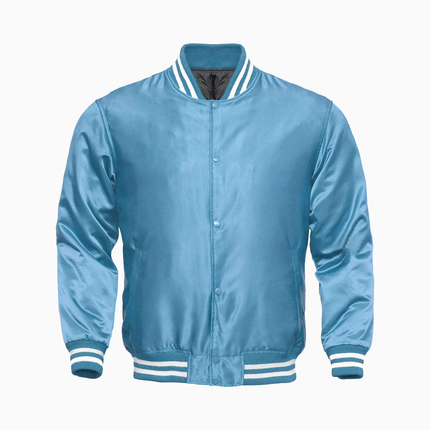 Sky Blue Satin Baseball Jacket Varsity Jacket Letterman Jacket
