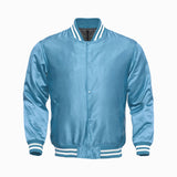 Sky Blue Satin Baseball Jacket Varsity Jacket Letterman Jacket