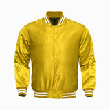 Yellow Satin Baseball Jacket Varsity Jacket Letterman Jacket