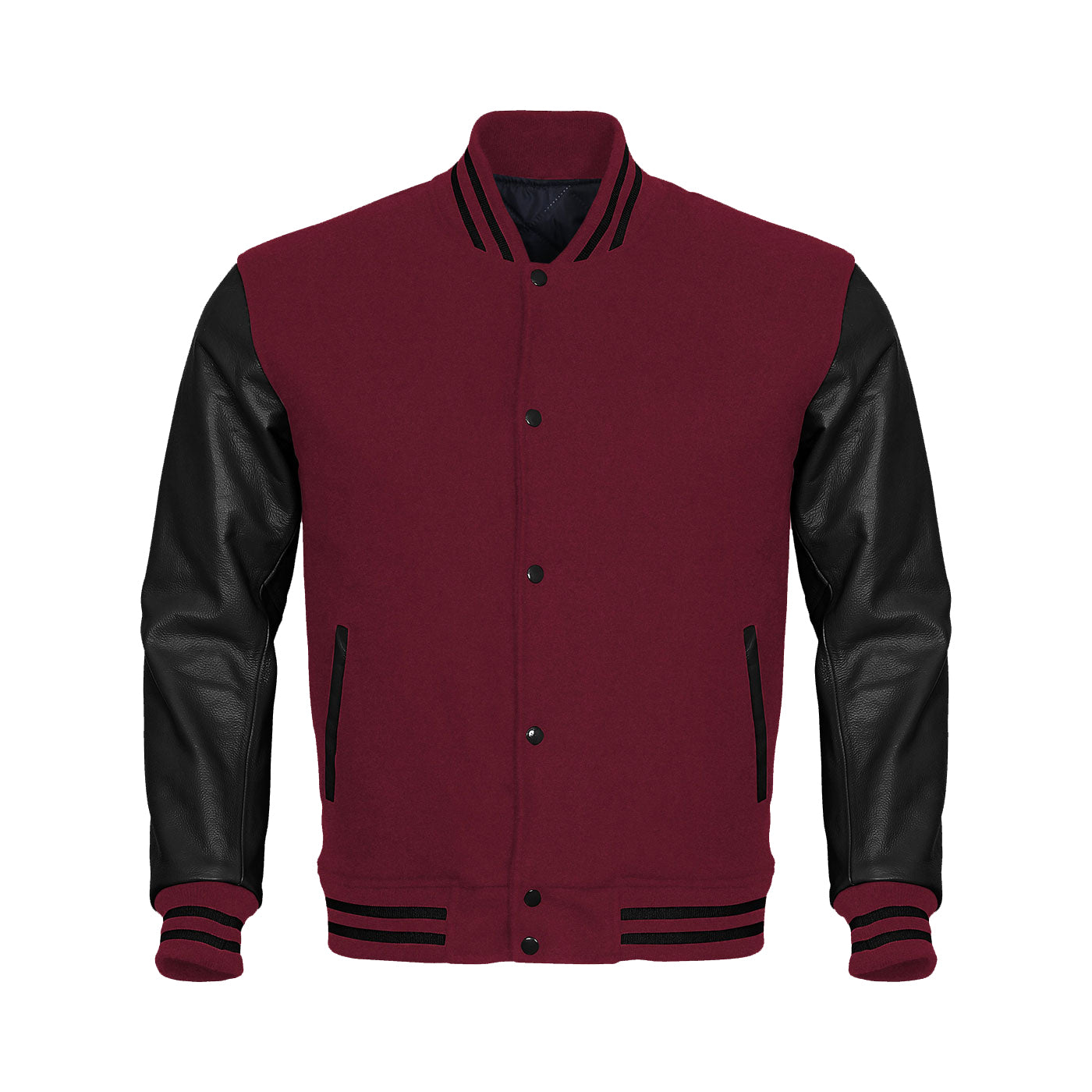 Red Body Black Leather Sleeves Jacket Varsity Jacket Custom Made Jacket