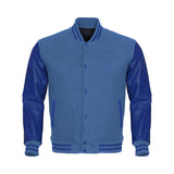 Blue Body Blue Leather Sleeves Jacket Varsity Jacket Custom Made Jacket
