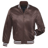 Brown Satin Baseball Jacket Varsity Jacket Letterman Jacket