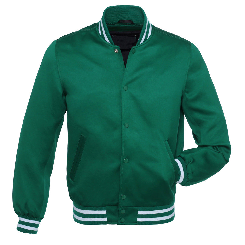 Forest Green Satin Baseball Jacket Varsity Jacket Letterman Jacket