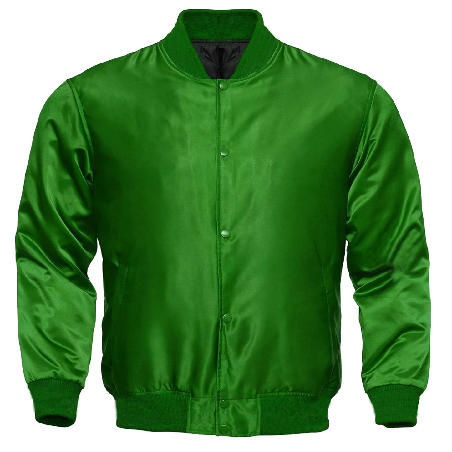 Green Satin Baseball Jacket Varsity Jacket Letterman Jacket Team Varsity Jacket
