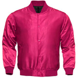 Hot Pink Satin Baseball Jacket Varsity Jacket Letterman Team Varsity Jacket