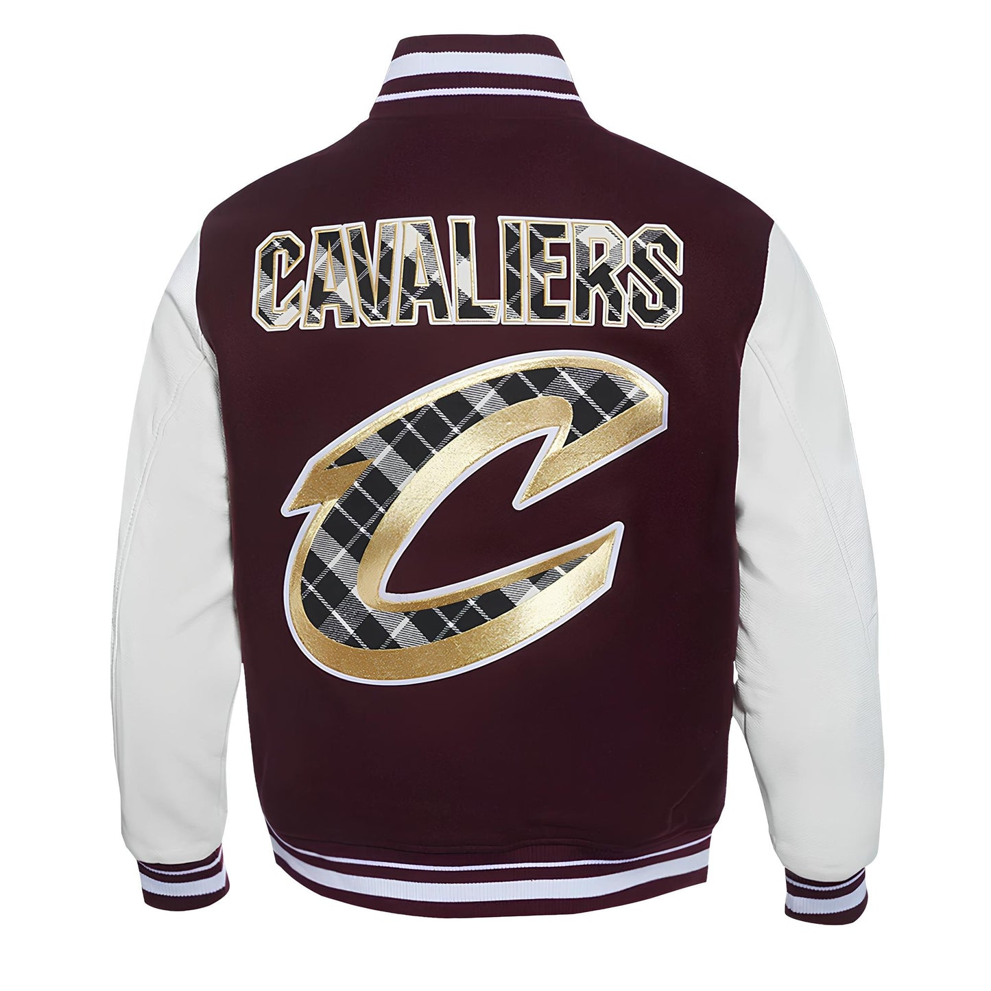 Cleveland Cavaliers Maroon Body White Leather Sleeves Varsity Jacket Custom Made jacket Letterman Jacket