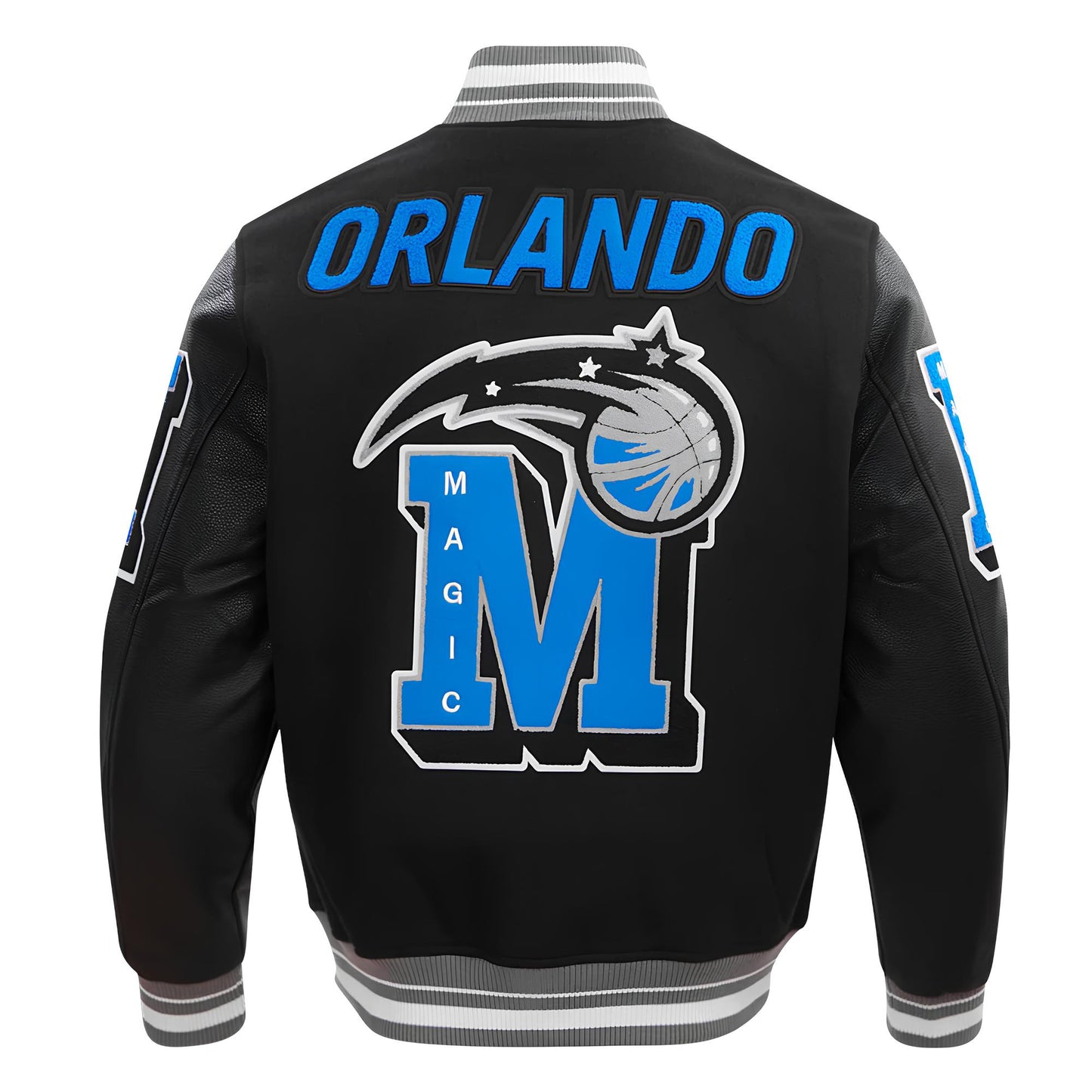 Orlando Magic Black Body Black Leather Sleeves Jacket Varsity Jacket Custom Made Jacket Letterman Jacket