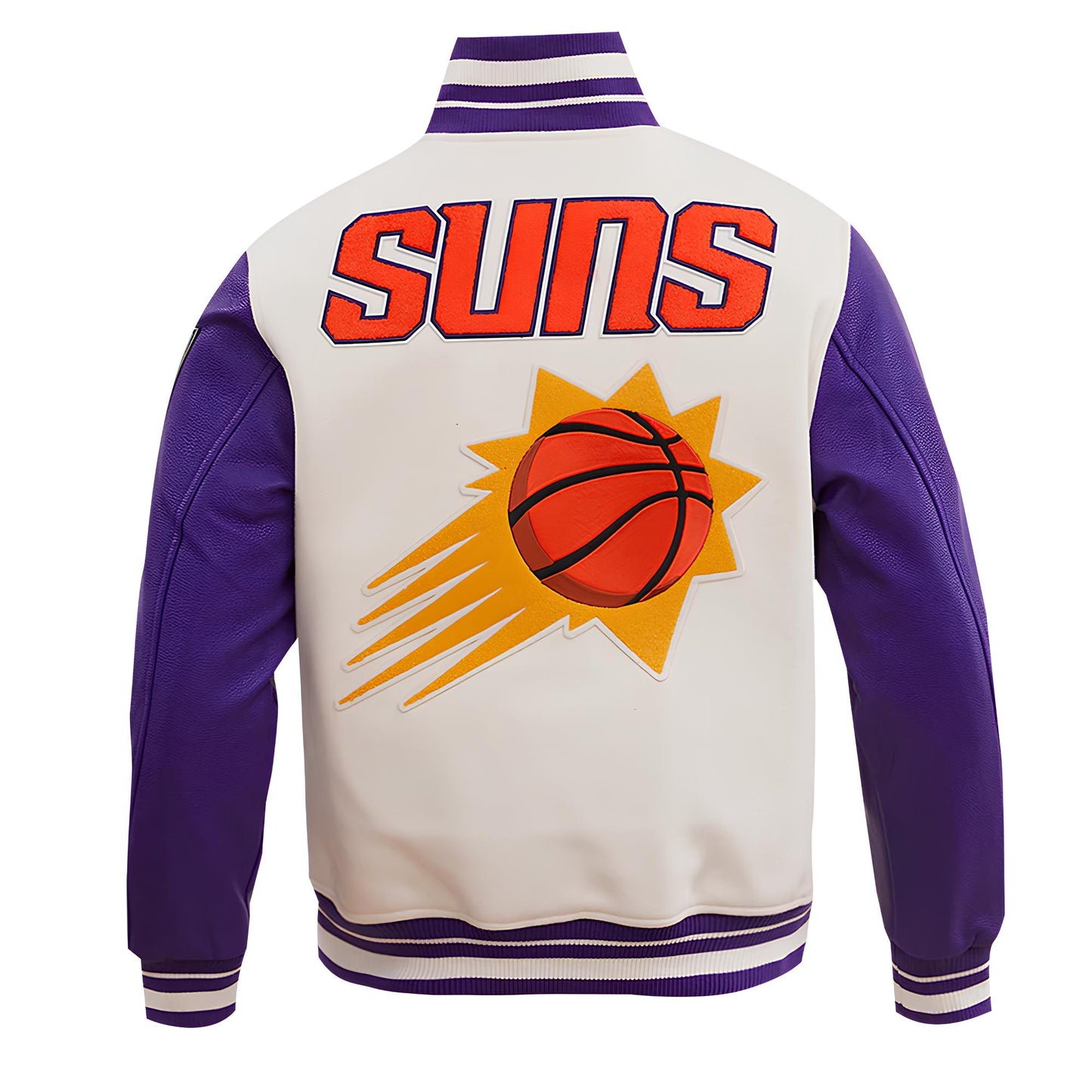 Phoenix Suns Off White Body Purple Leather Sleeves Jacket Varsity Jacket Custom Made Jacket Letterman Jacket