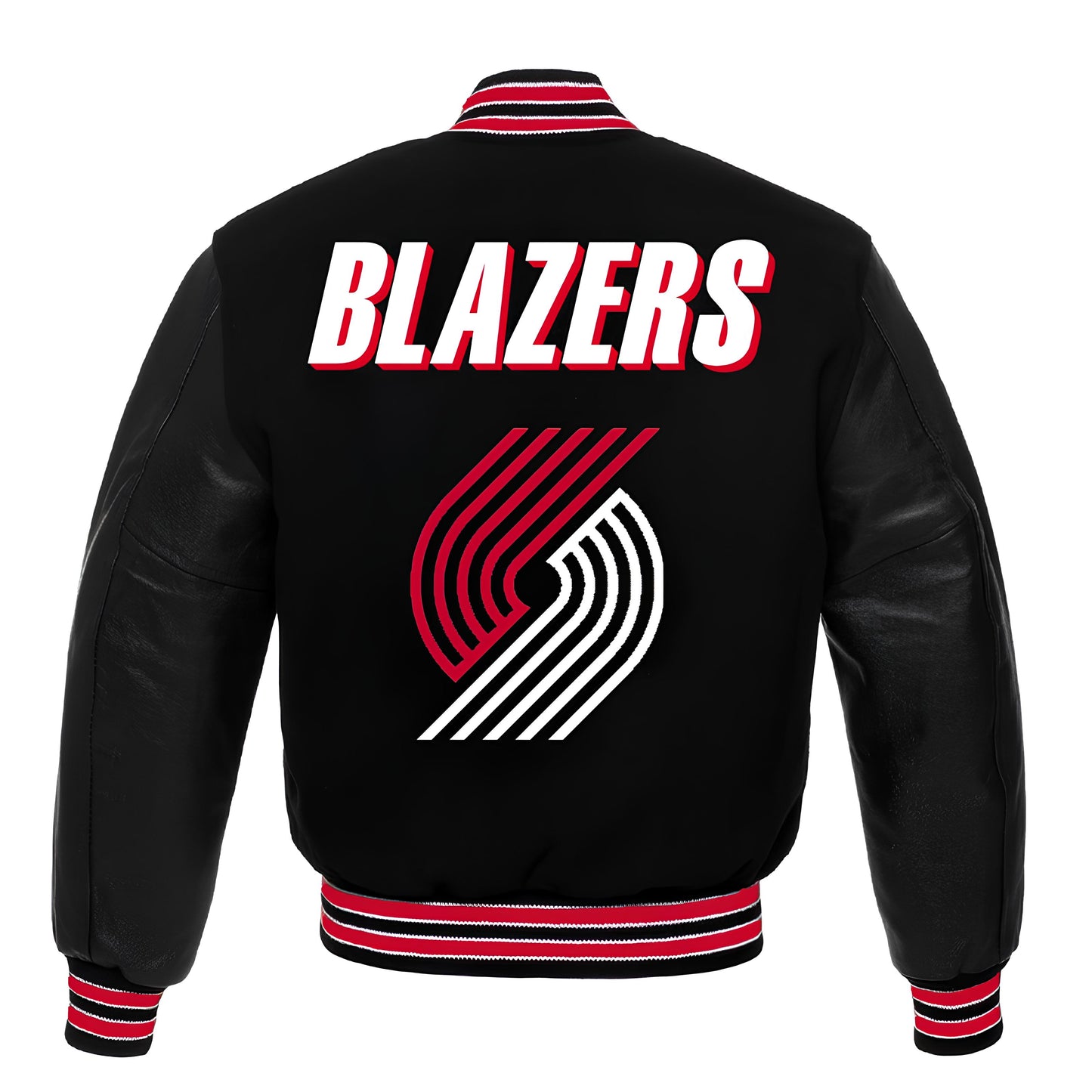 Portland Trail Blazers Black Body Black Leather Sleeves Jacket Varsity Jacket Custom Made jacket Letterman Jacket