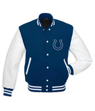 NFL Indianapolis Colts - Royal Blue Body White Leather Sleeves Jacket Varsity Jacket
