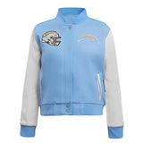 NFL Los Angeles Chargers Sky Blue Body White Leather Sleeves Jacket Varsity Jacket