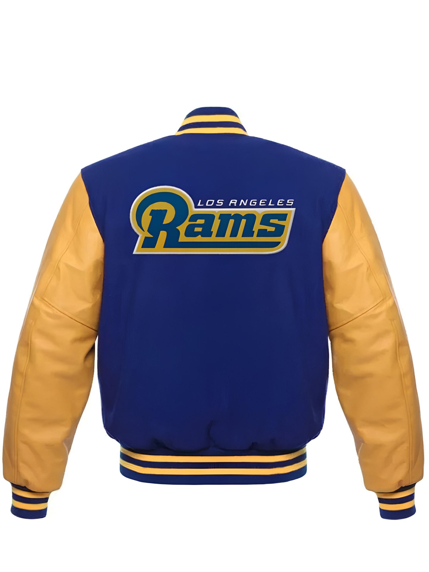 NFL Los Angeles Rams Royal Blue Body Golden Leather Sleeves Jacket Varsity Jacket