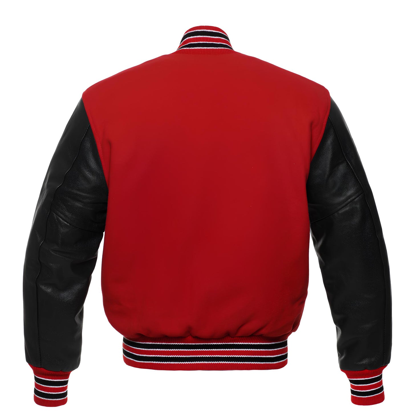 Red Body Black Leather Sleeves Jacket Varsity Jacket Custom Made Jacket