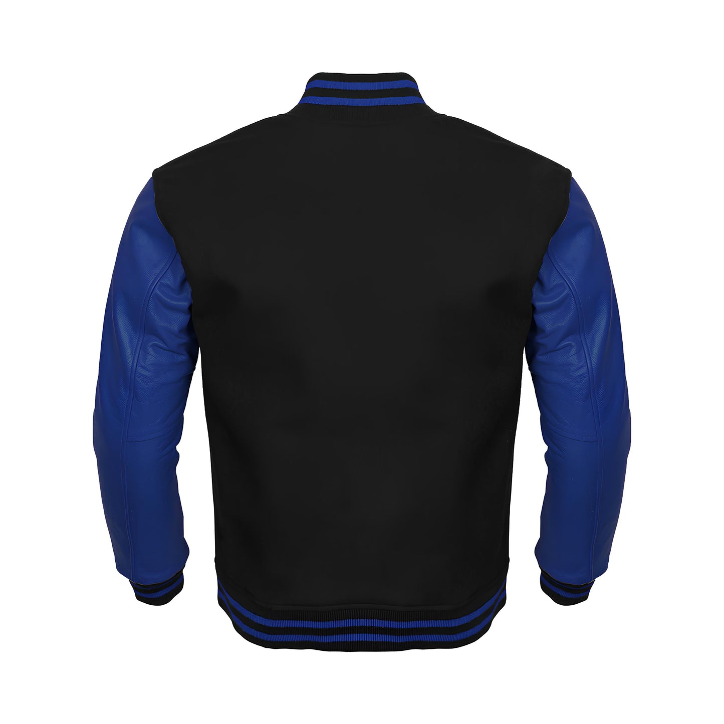 Black Body Blue Leather Sleeves Jacket Varsity Jacket Custom Made Jacket