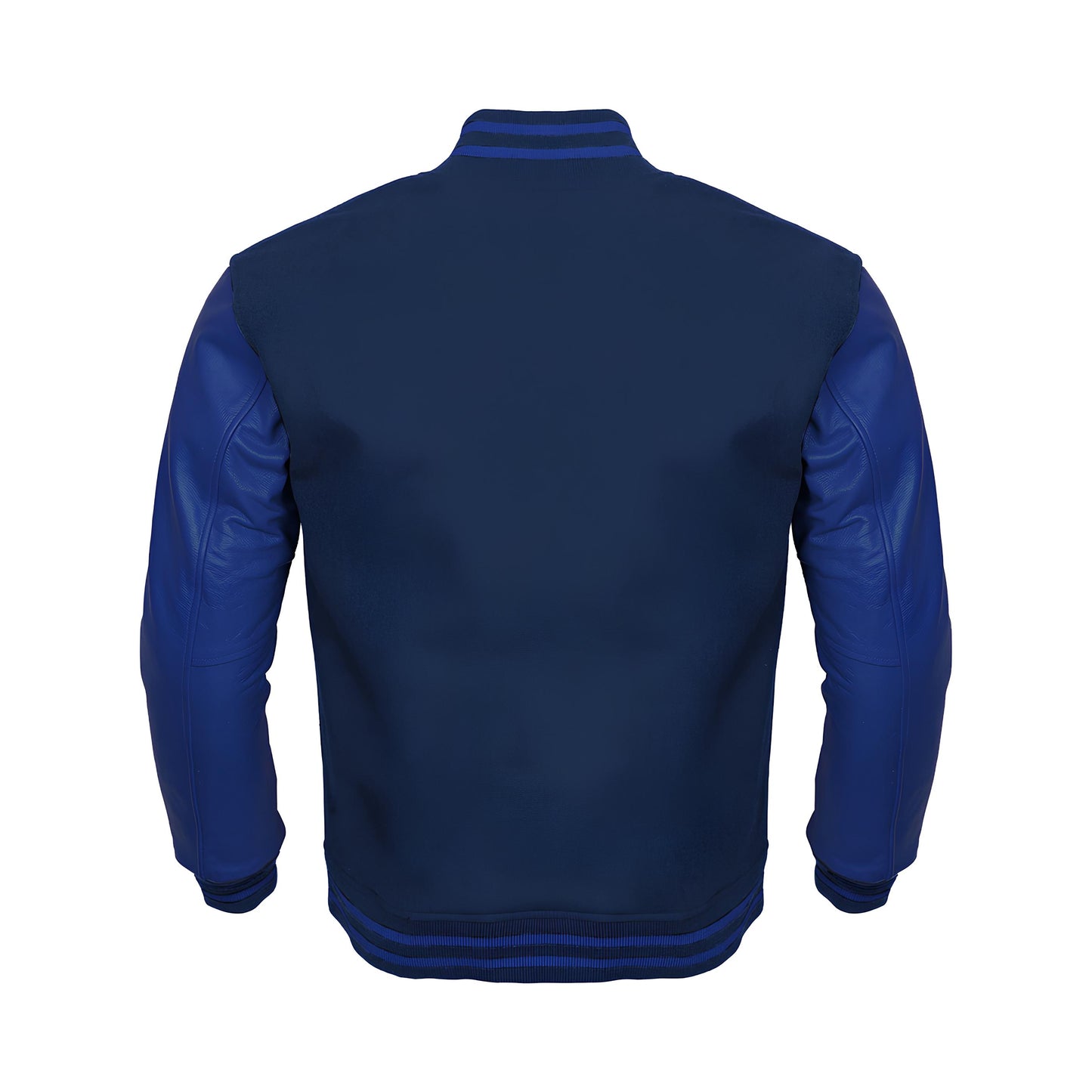 Navy Blue Body Blue Leather Sleeves Jacket Varsity Jacket Custom Made Jacket
