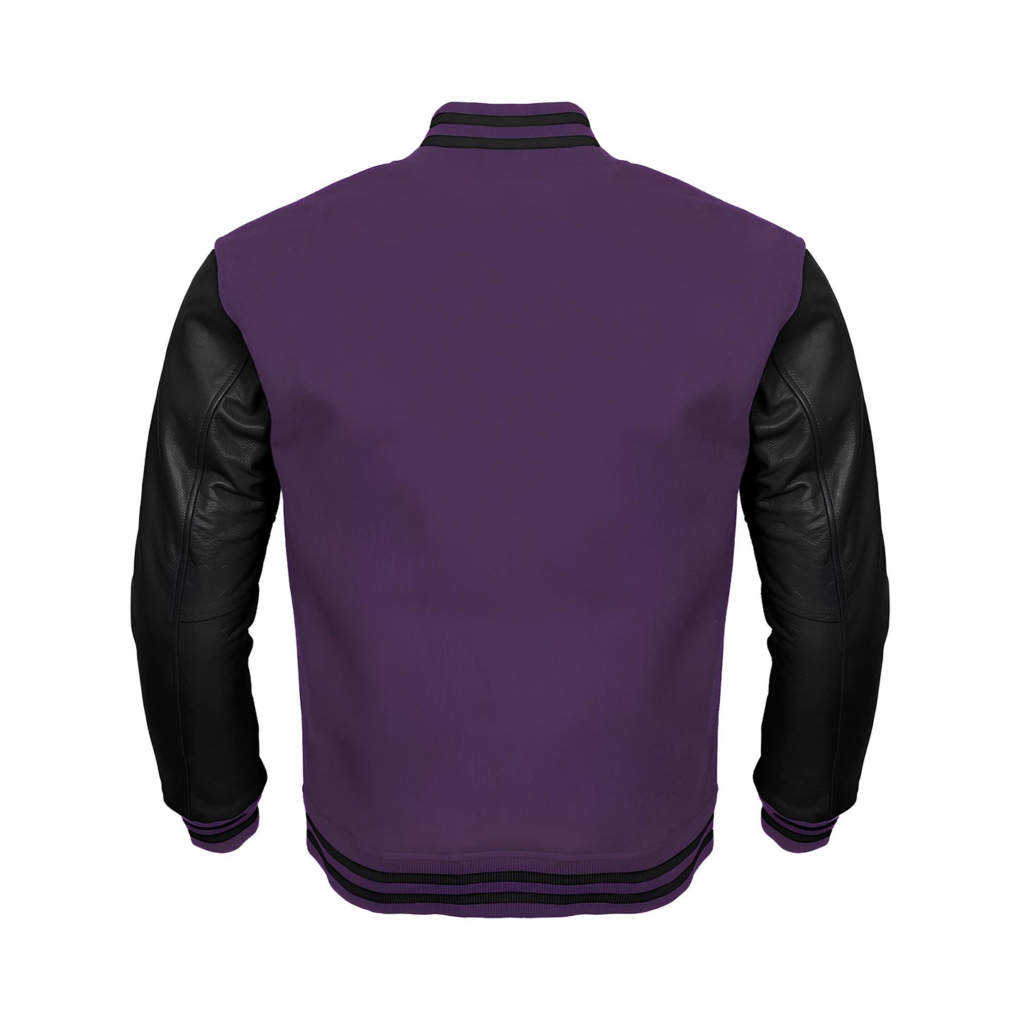 Purple Body Black Leather Sleeves Jacket Varsity Jacket Custom Made Jacket