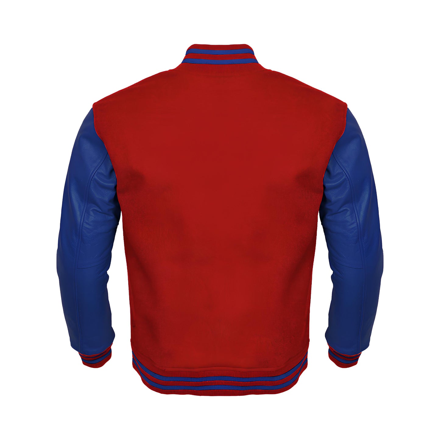 Red Body Blue Leather Sleeves Jacket Varsity Jacket Custom Made Jacket