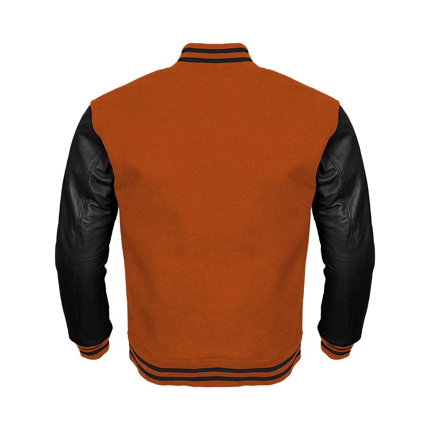 Orange Body Black Leather Sleeves Jacket Varsity Jacket Custom Made Jacket