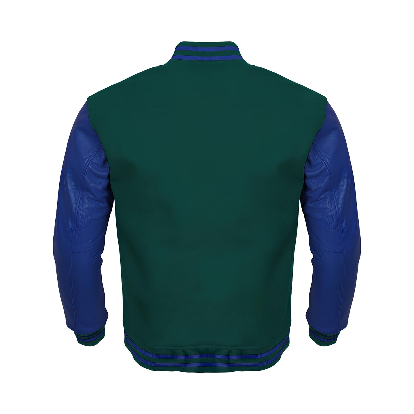 Green Body Blue Leather Sleeves Jacket Varsity Jacket Custom Made Jacket