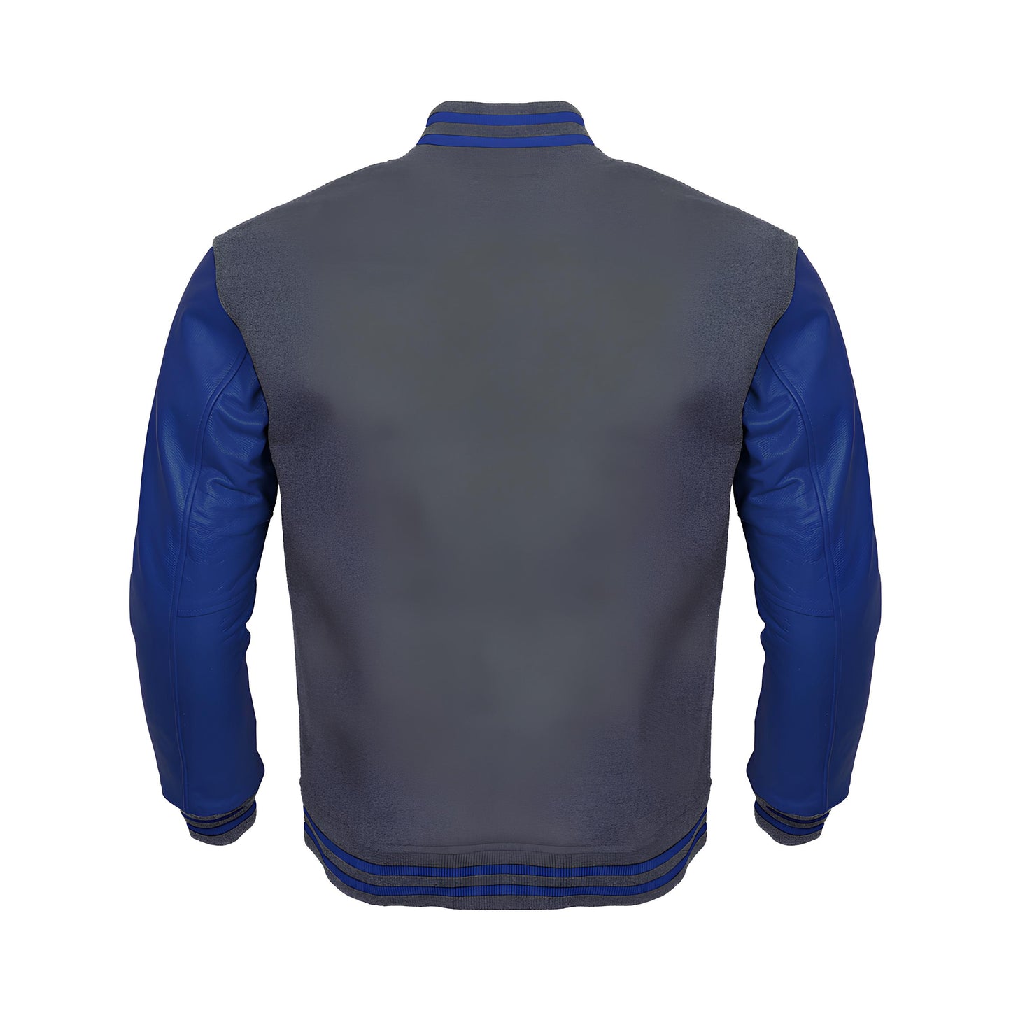 Gray Body Blue Leather Sleeves Jacket Varsity Jacket Custom Made Jacket