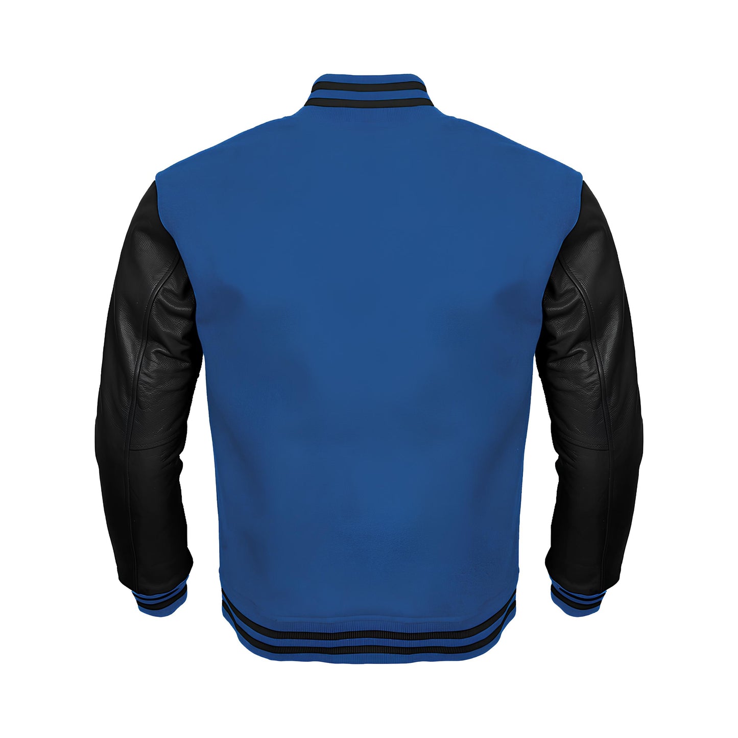 Blue Body Black Leather Sleeves Jacket Varsity Jacket Custom Made Jacket