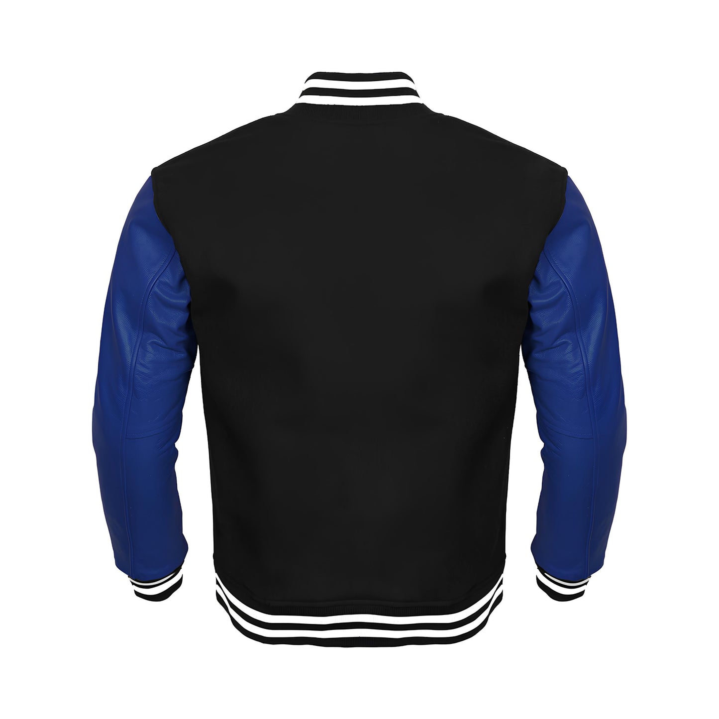 Black Body Blue Leather Sleeves Jacket Varsity Jacket Custom Made Jacket