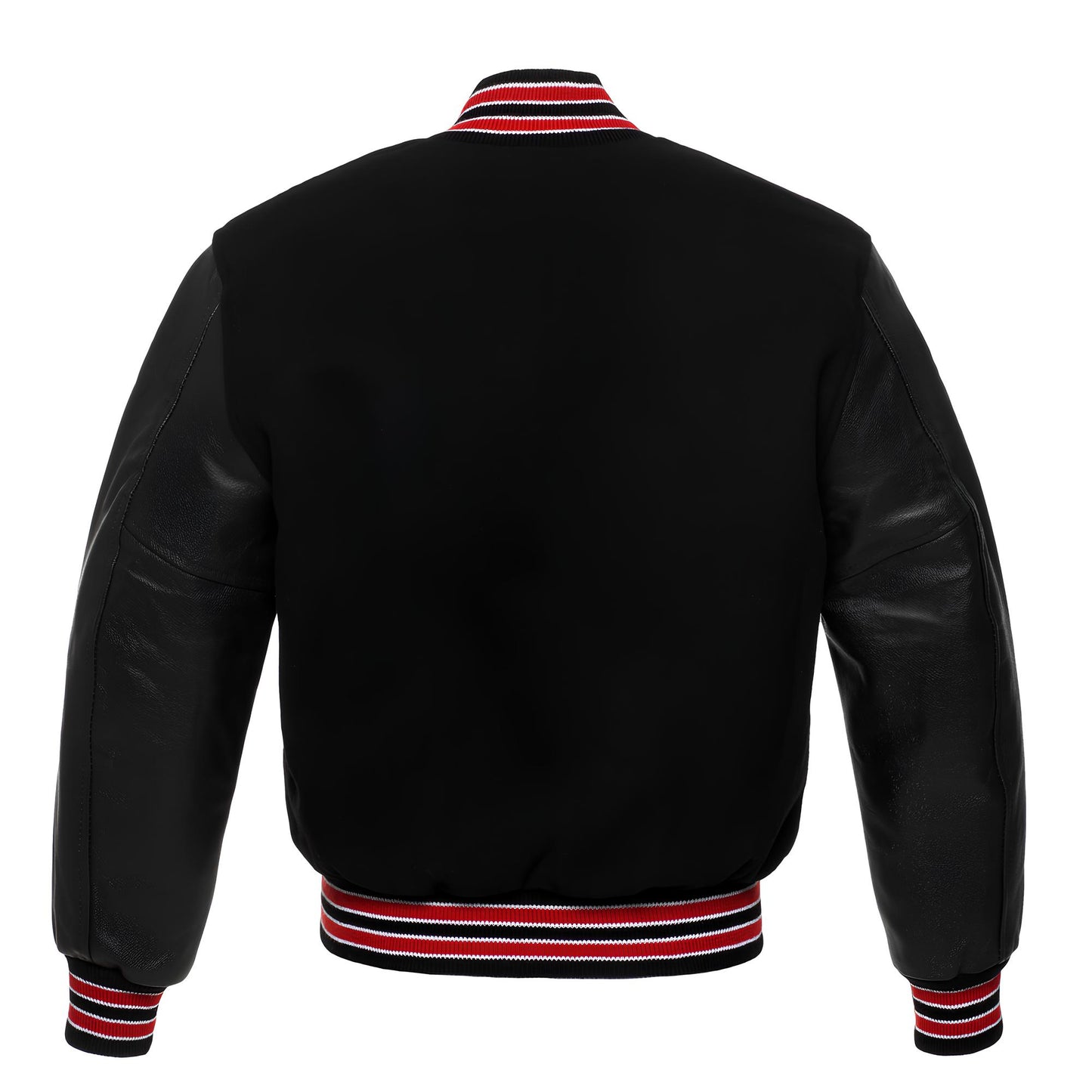 Black Blue Body Black Leather Sleeves Jacket Varsity Jacket Custom Made Jacket