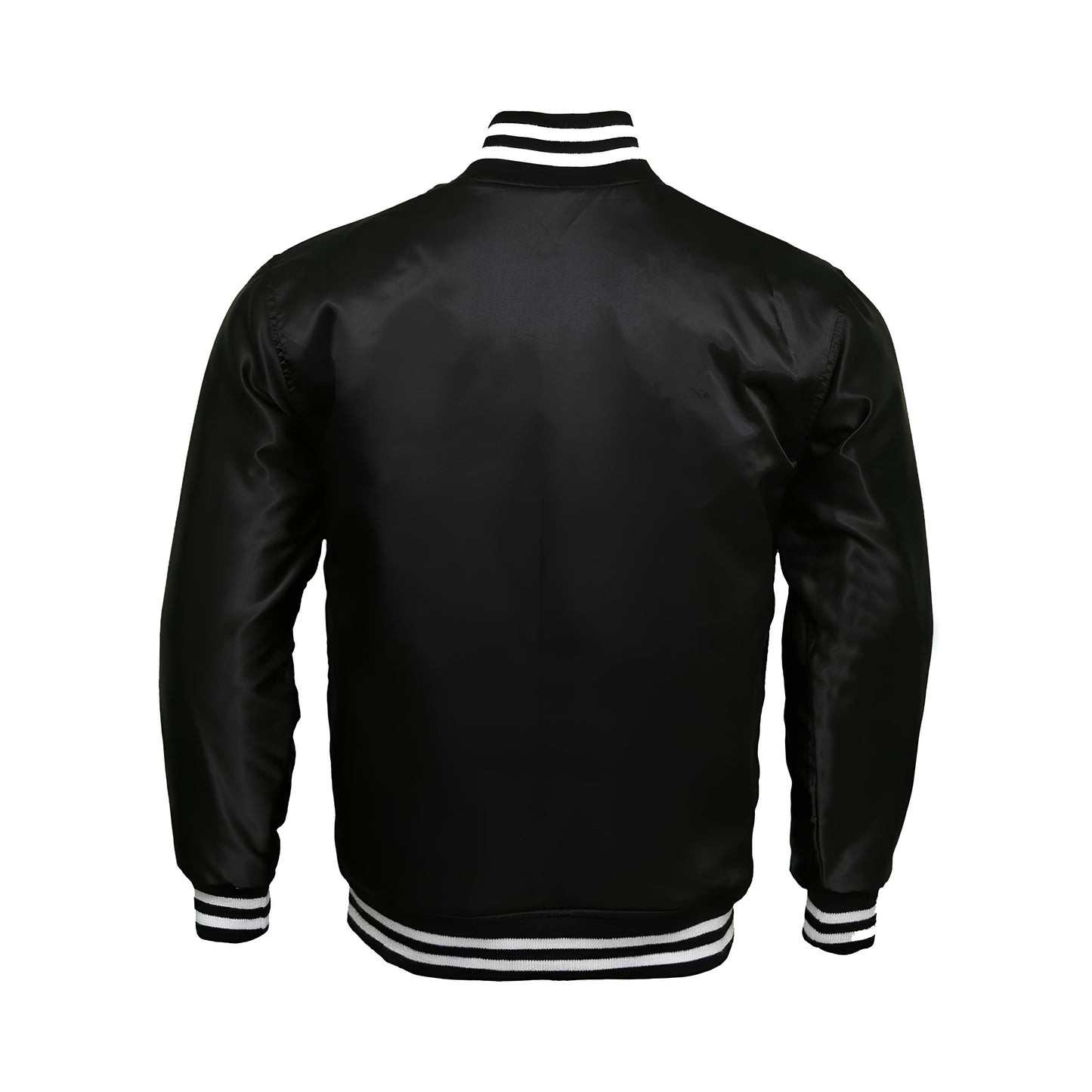 Black Satin Baseball Jacket Varsity Jacket Letterman Jacket