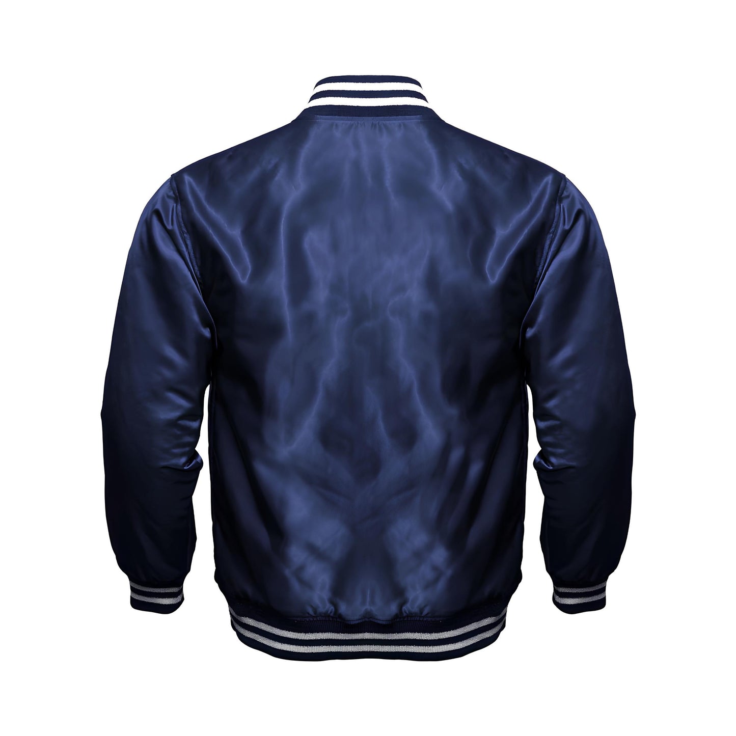 Navy Blue Satin Baseball Jacket Varsity Jacket Letterman Jacket