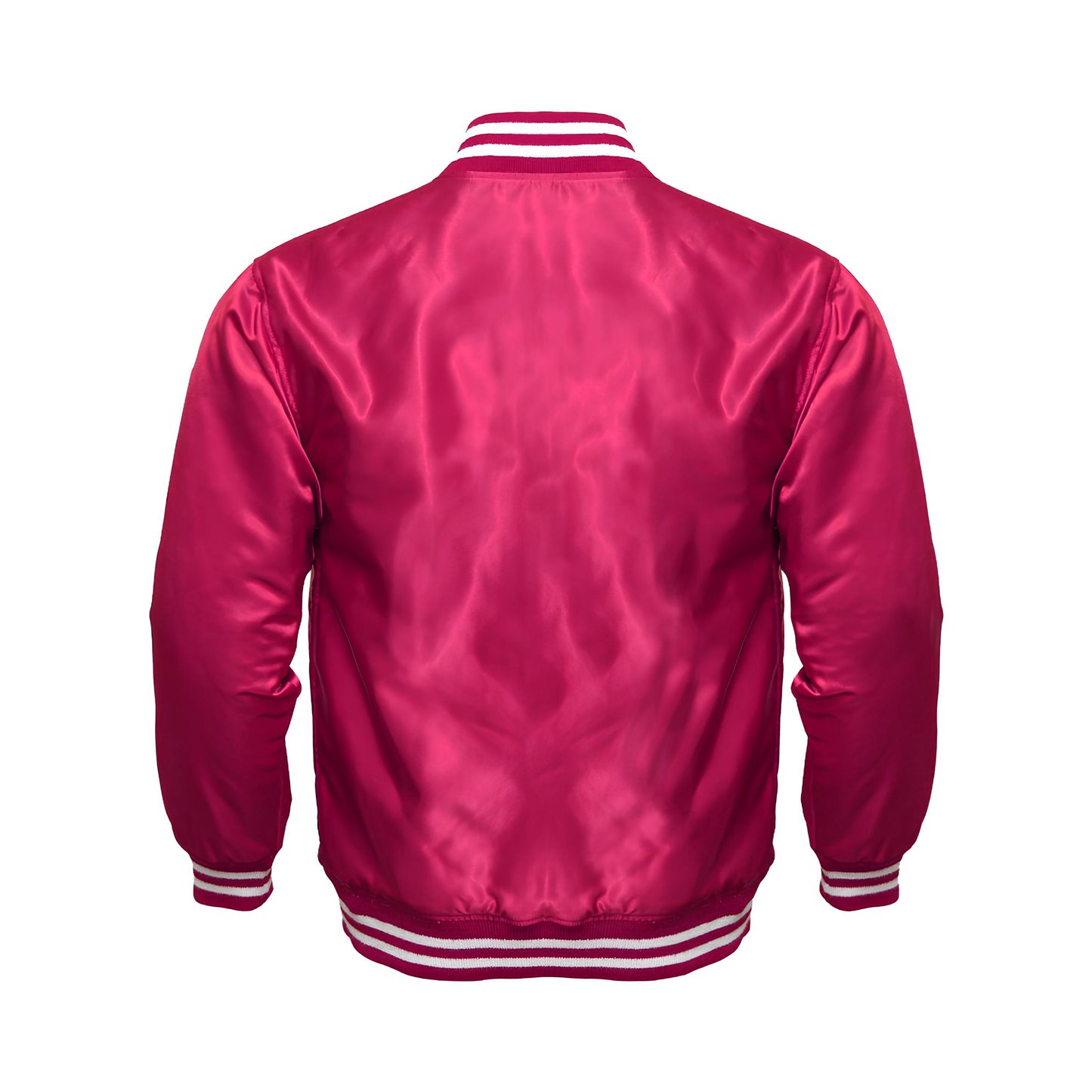 Hot Pink Satin Baseball Jacket Varsity Jacket Letterman Jacket