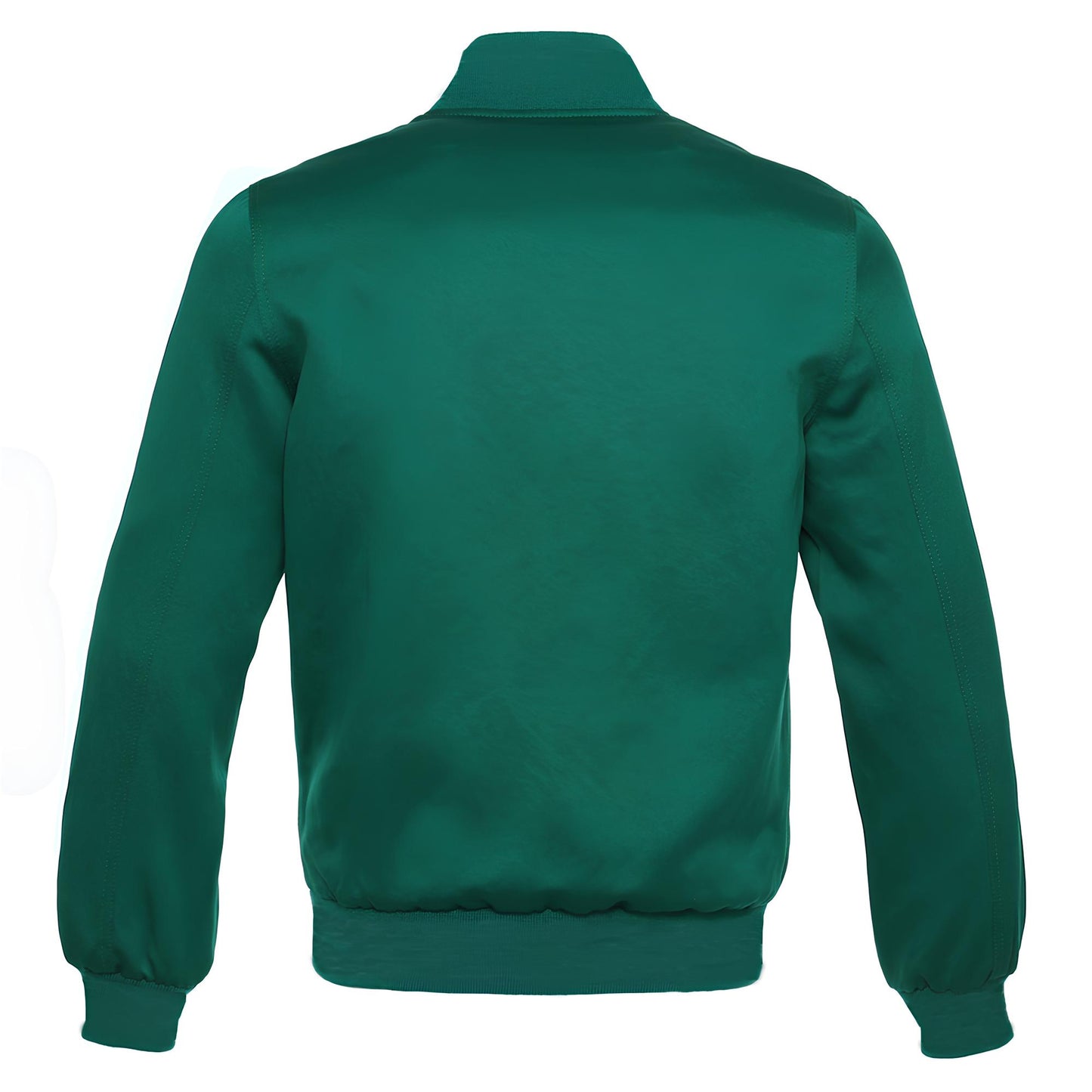 Forest Green Satin Baseball Jacket Varsity Jacket Letterman Team Varsity Jacket
