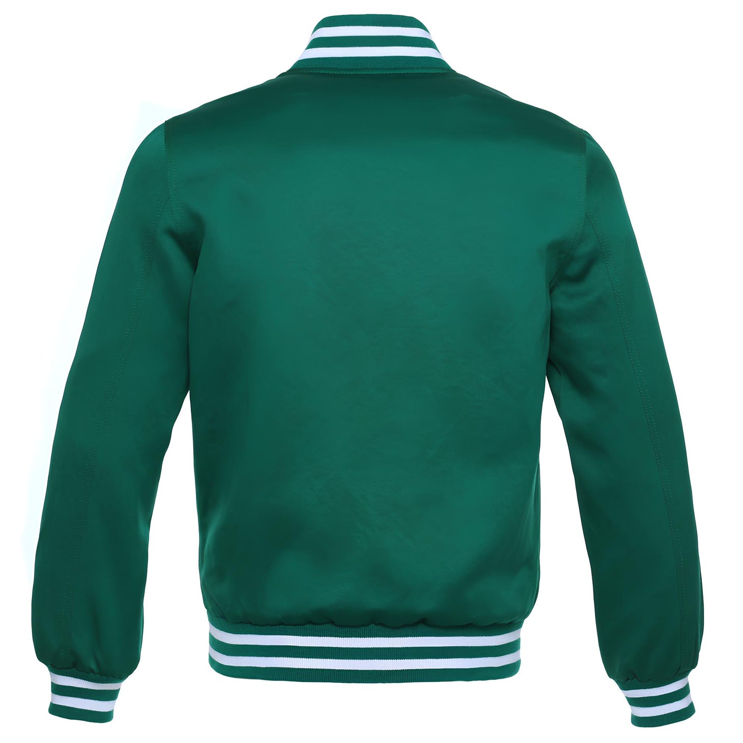 Forest Green Satin Baseball Jacket Varsity Jacket Letterman Jacket