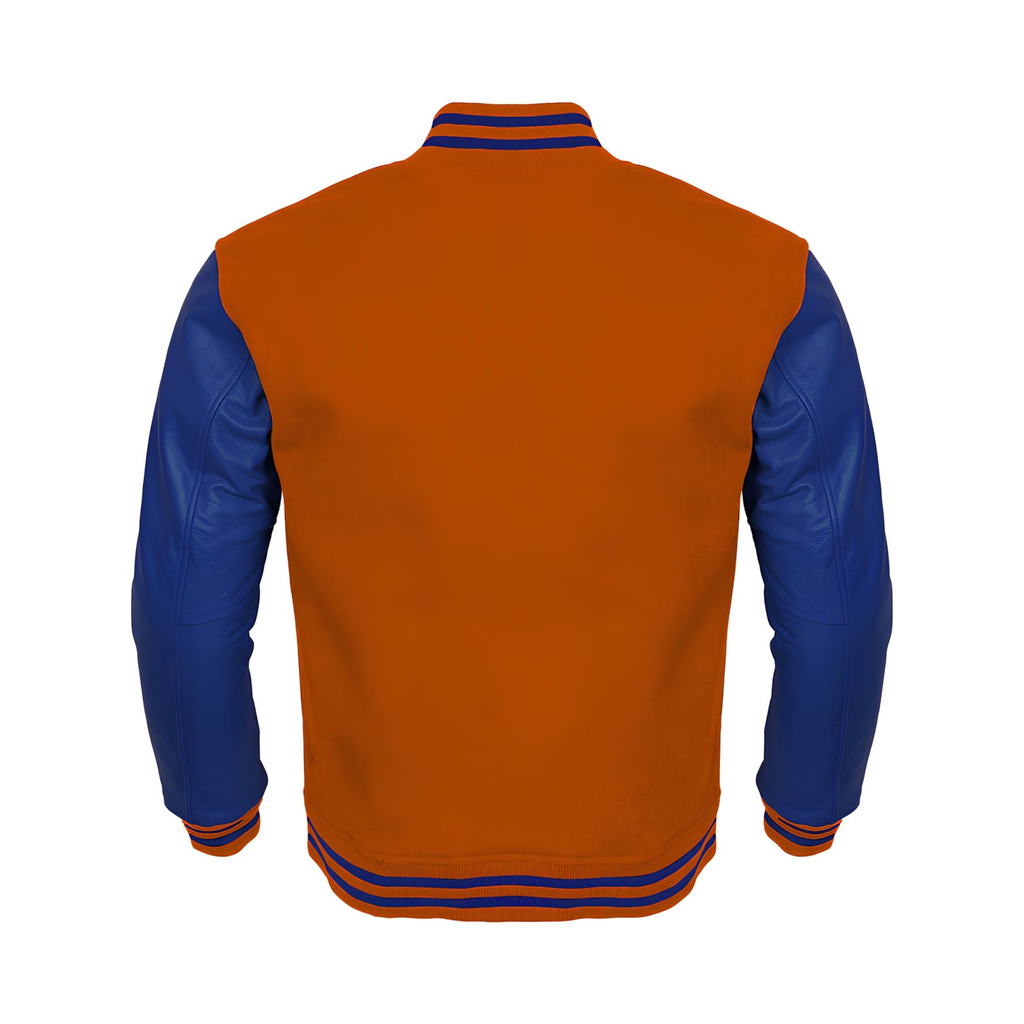 Orange Body Blue Leather Sleeves Jacket Varsity Jacket Custom Made Jacket