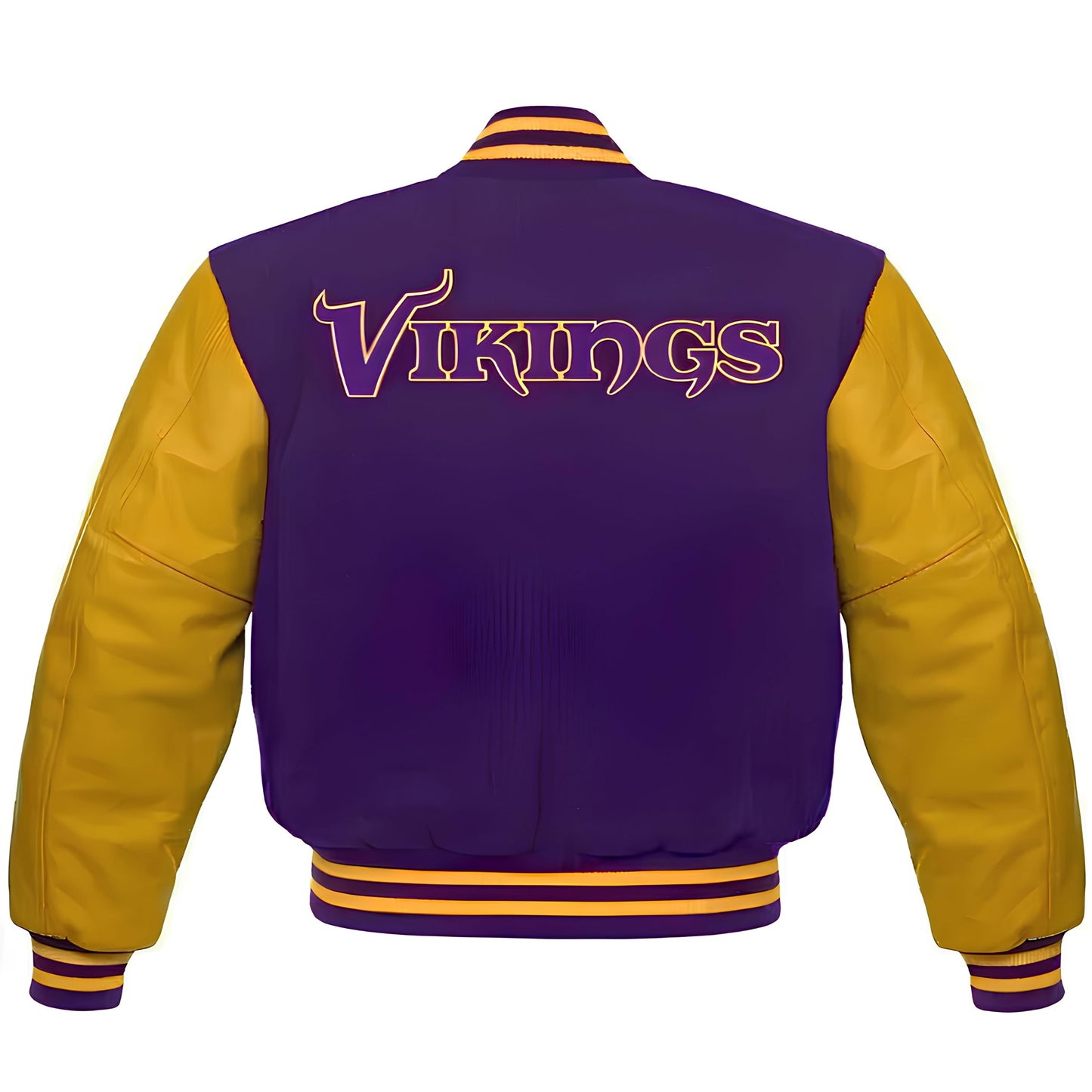 NFL Minnesota Vikings Purple Body Golden Leather Sleeves Jacket Varsity Jacket