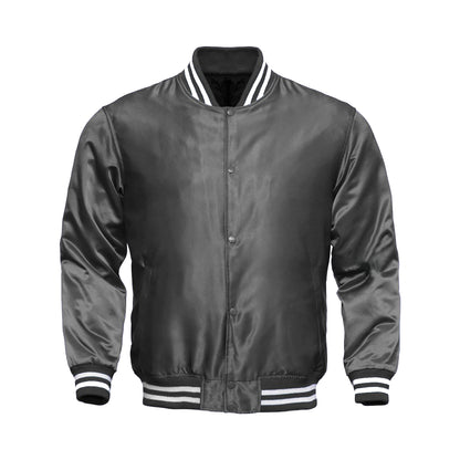 Grey Satin Baseball Jacket Varsity Jacket Letterman Jacket