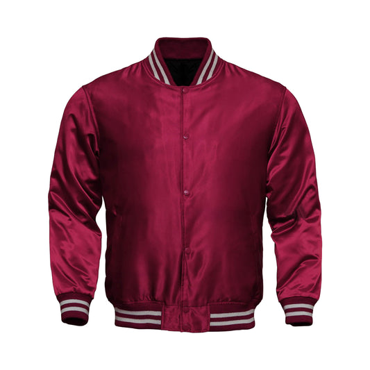 Maroon Satin Baseball Jacket Varsity Jacket Letterman Jacket