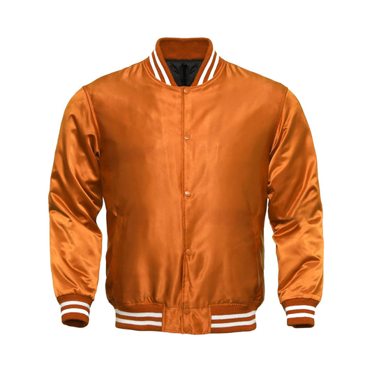 Orange Satin Baseball Jacket Varsity Jacket Letterman Jacket
