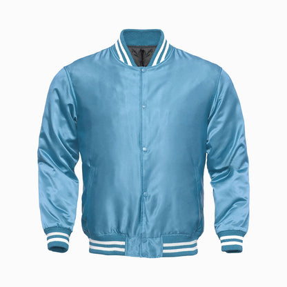 Sky Blue Satin Baseball Jacket Varsity Jacket Letterman Jacket