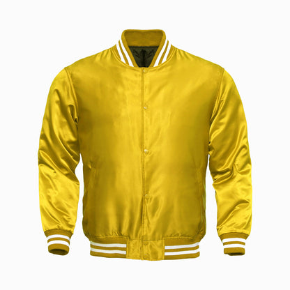 Yellow Satin Baseball Jacket Varsity Jacket Letterman Jacket