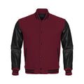 Red Body Black Leather Sleeves Jacket Varsity Jacket Custom Made Jacket