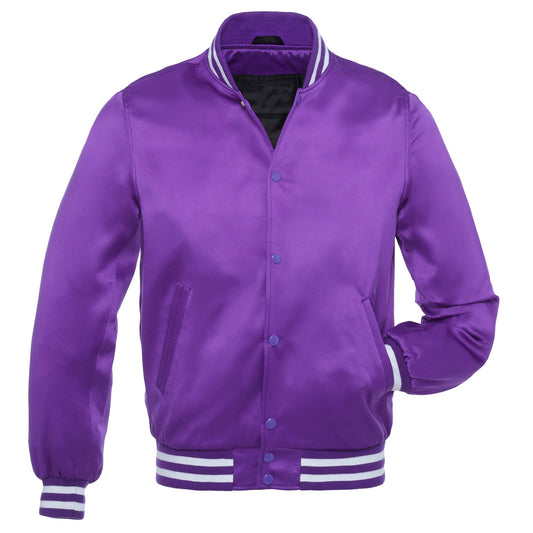 Purple Satin Baseball Jacket Varsity Jacket Letterman Jacket