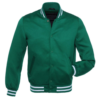 Forest Green Satin Baseball Jacket Varsity Jacket Letterman Jacket