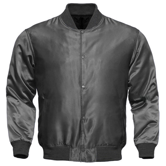 Gray Satin Baseball Jacket Varsity Jacket Letterman Jacket  Team Varsity Jacket